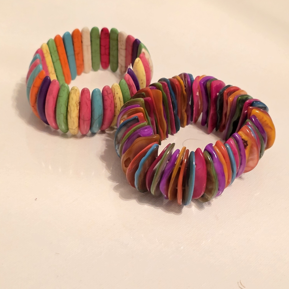 Multicolor Disc Stretch Bracelet - Women’s Fashion Bracelet